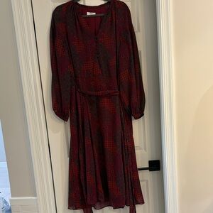 UNTUCKit Burgundy Patterned Long Sleeve Dress